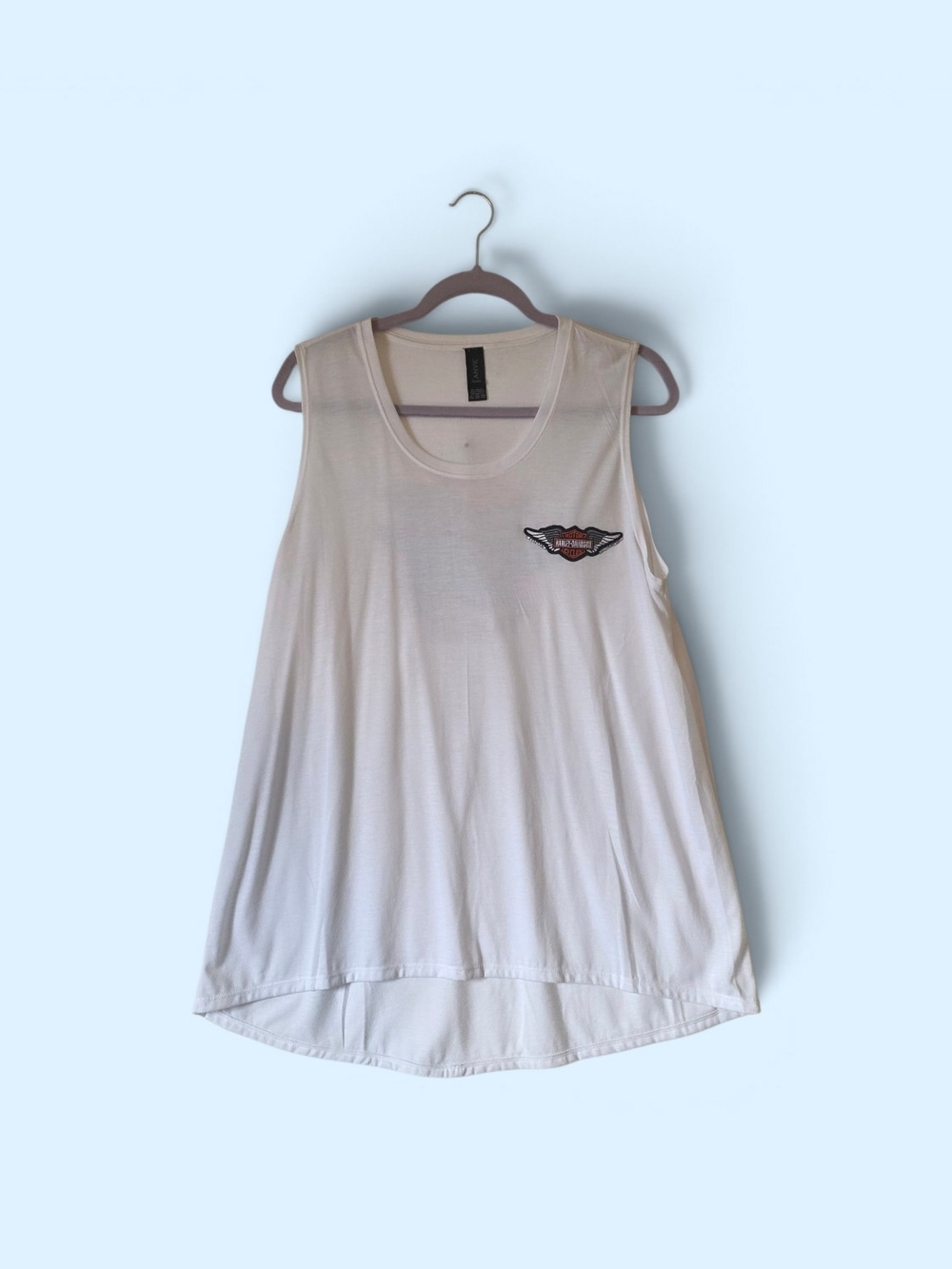 New Women's Harley Davidson Patch White Sleeveless Tee Tshirt Top Size 2XL NWOT